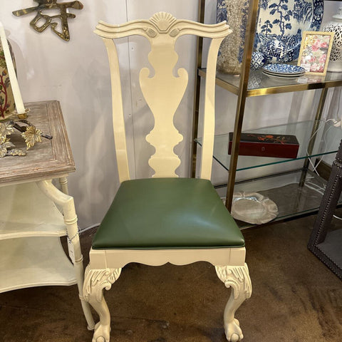 Pair of Chinoiserie chairs leather seat By Century Furniture 42"H X 22"W X 18"(SEAT HEIGHT) IN STORE PICKUP ONLY