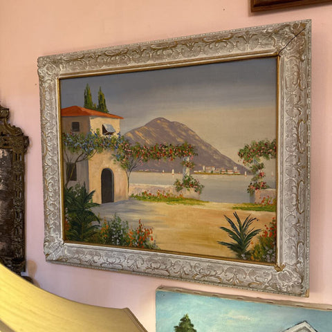 Italian house on lake oil painting
