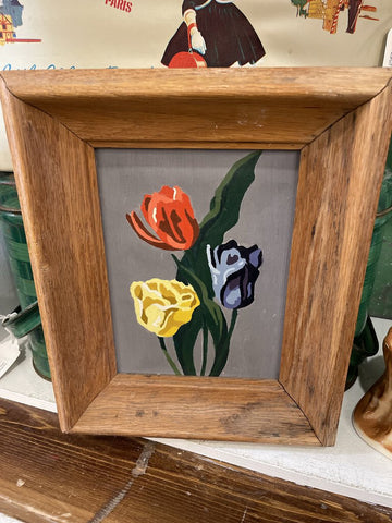 Jens Fresh Vintage ~ Vintage tulip paint by number framed . 11 inch by 9