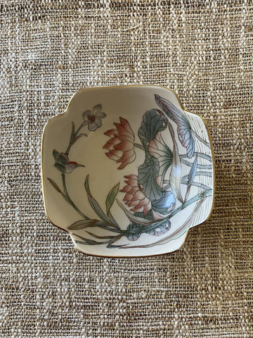 Vintage Toyo Lotus Flower and Bird Bowl