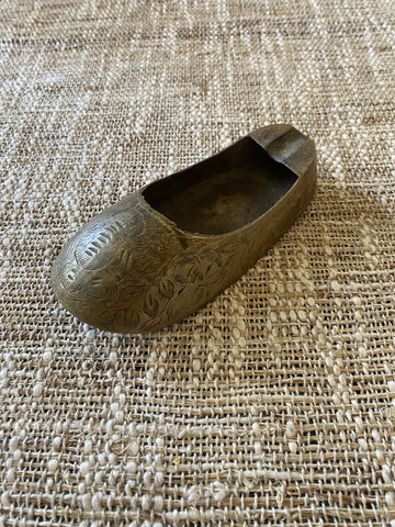 Vintage Brass Slipper Shoe Ashtray - India