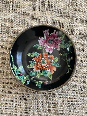 Vintage Hand Painted Porcelain Bowl in Brass 6R