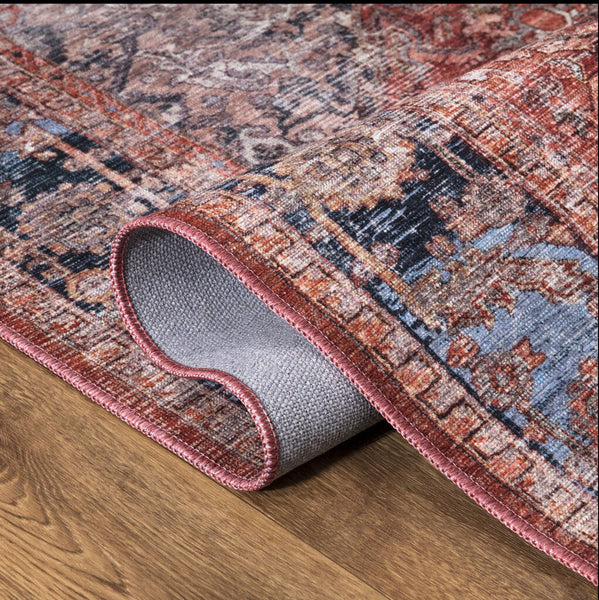 Abani Lola LOL110A Vintage Terracotta Machine Washable Rug 5'3" x 7'6"