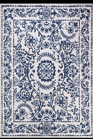 Abani Parker PAR110A Cream Blue Floral Machine Washable Rug 4' x 6'