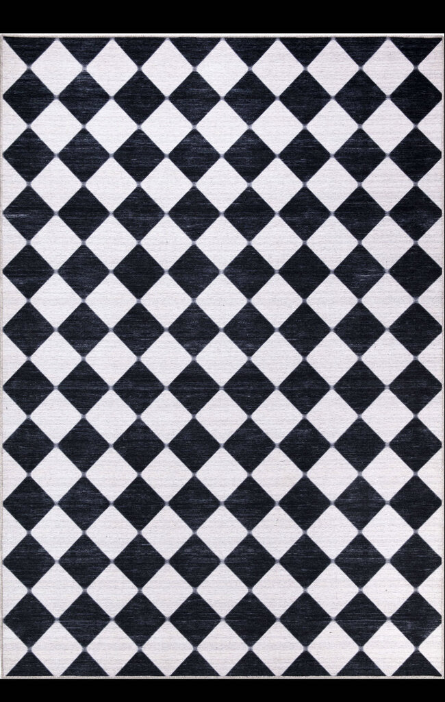 Abani Parker PAR120A Checkered Cream Machine Washable Rug 5'3" x 7'6"