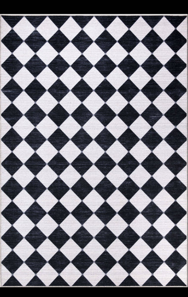 Abani Parker PAR120A Checkered Cream Machine Washable Rug 5'3" x 7'6"