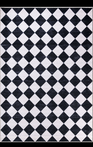 Abani Parker PAR120A Checkered Cream Machine Washable Rug 5'3" x 7'6"