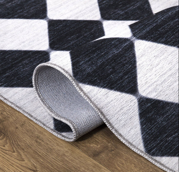 Abani Parker PAR120A Checkered Cream Machine Washable Rug 5'3" x 7'6"