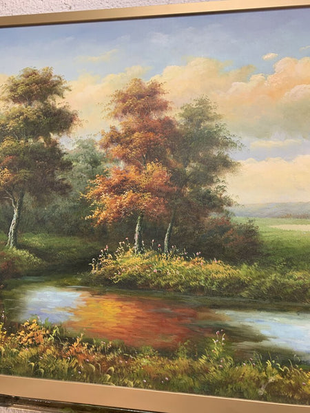 Large fall landscape framed painting IN STORE PICK UP ONLY