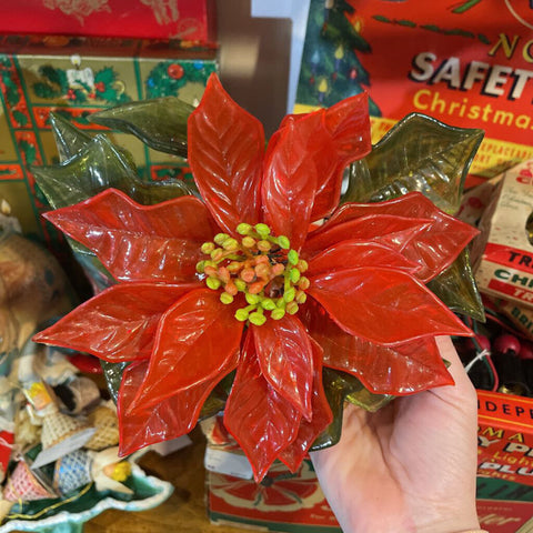 Lucite poinsettia with original tag