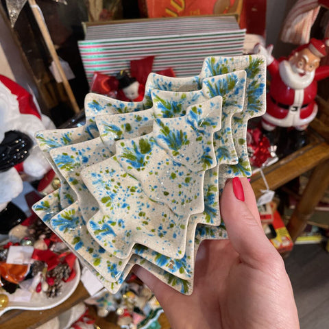 MCM tiered tray set of 3 blue and green