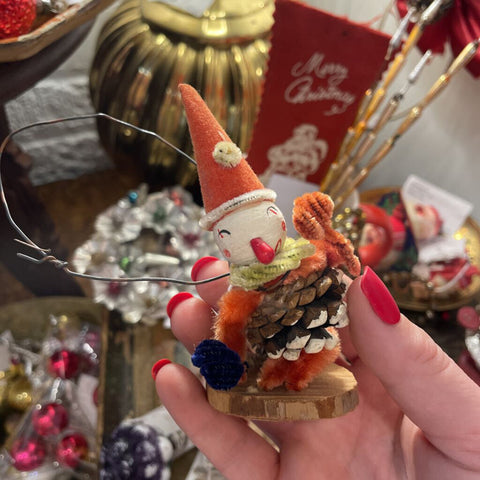 Pine cone clown ornament