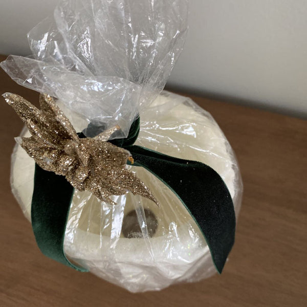 Cream Glitter Candle Vessel 5"h