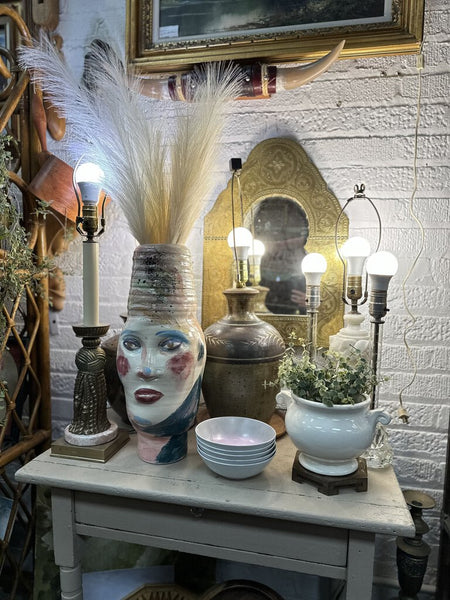 Large artist signed MOD face vase IN STORE PICK UP ONLY