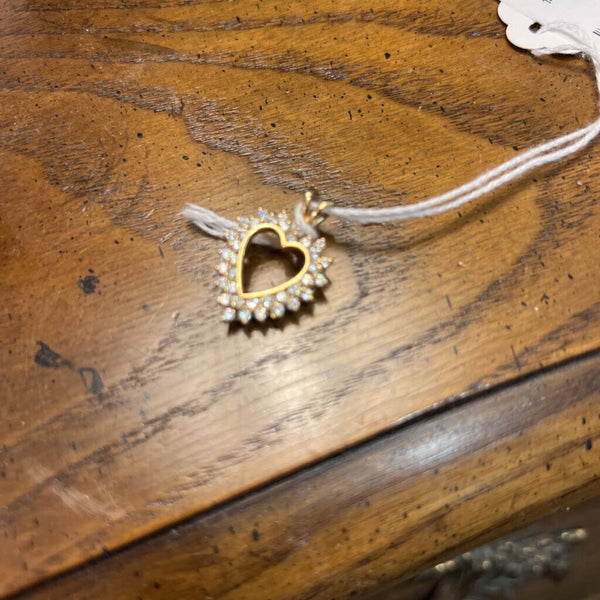 14K Gold and CZ heart pendant