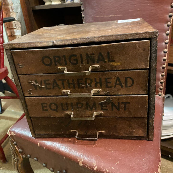 Vintage weather head 4 drawer cabinet metal 9x9x11