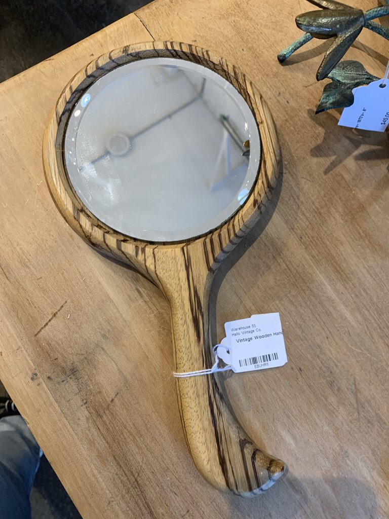 Vintage Wooden Hand Mirror