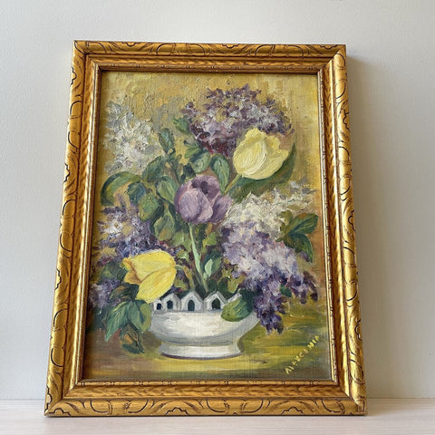 Moxie - Yellow Purple Tulip Painting - 14.5"x18.5"