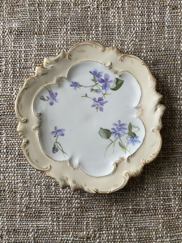 Painted Violets on Limoges Plate 1920s