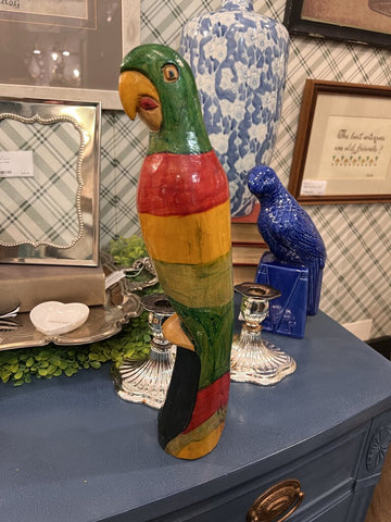 Painted wooden parrot