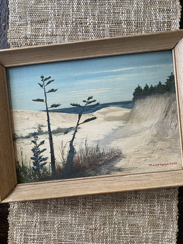 Vintage MCM Beach Painting by Helge Hokanson 16 x 12