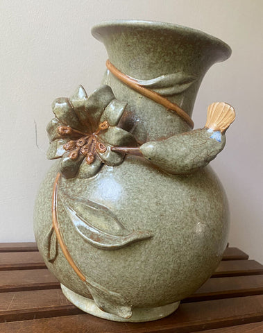 Ceramic Vase with Flower and Bird W1370