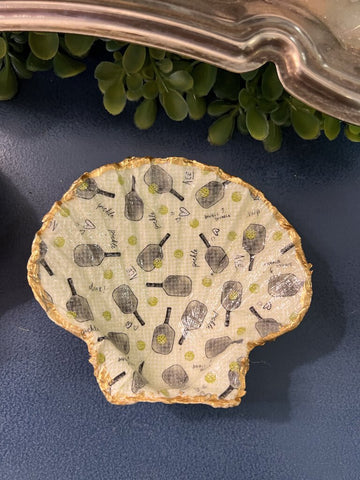 Handmade shell trinket dish - pickleball
