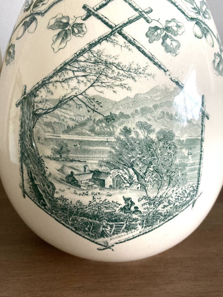 Late 19th Century Ironstone Pitcher by Willeman Lake Scenery Staffordshire (As Found) 12”h x 9”w