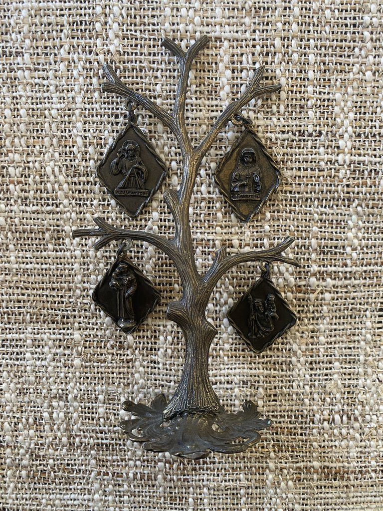 Vintage Brass Tree w/ Medallions of Saints