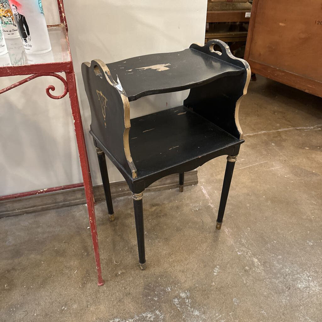 Vintage, small black painted telephone table