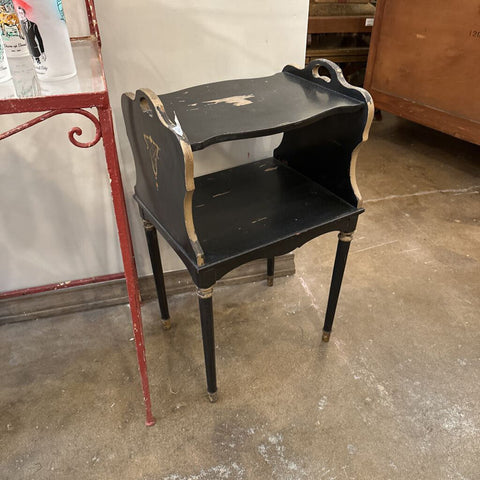 Vintage, small black painted telephone table