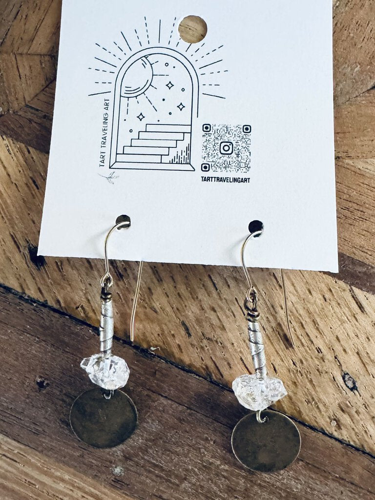 Herkimer Diamond w/ Sterling & Brass Handmade Earrings