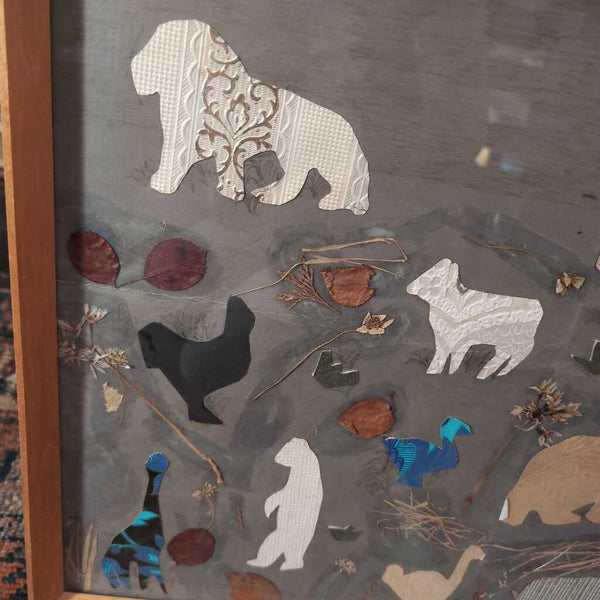 Folk art paper animal art vintage