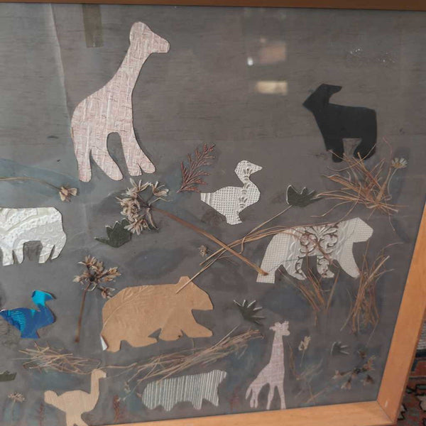 Folk art paper animal art vintage