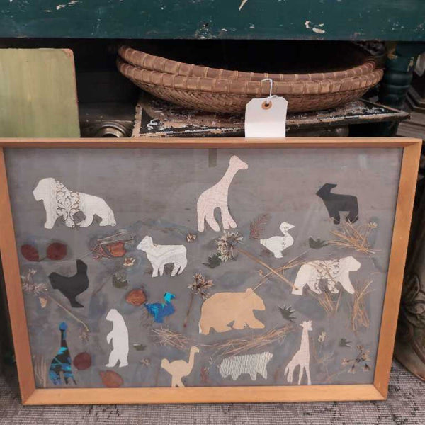 Folk art paper animal art vintage