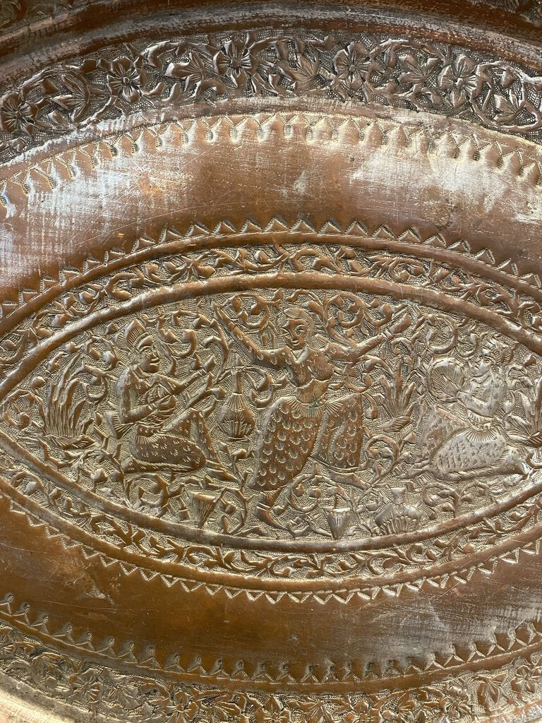 Vintage Embossed Pewter Tray 17"x 11"