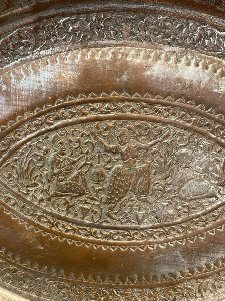 Vintage Embossed Pewter Tray 17"x 11"