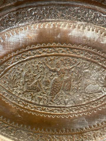 Vintage Embossed Pewter Tray 17"x 11"