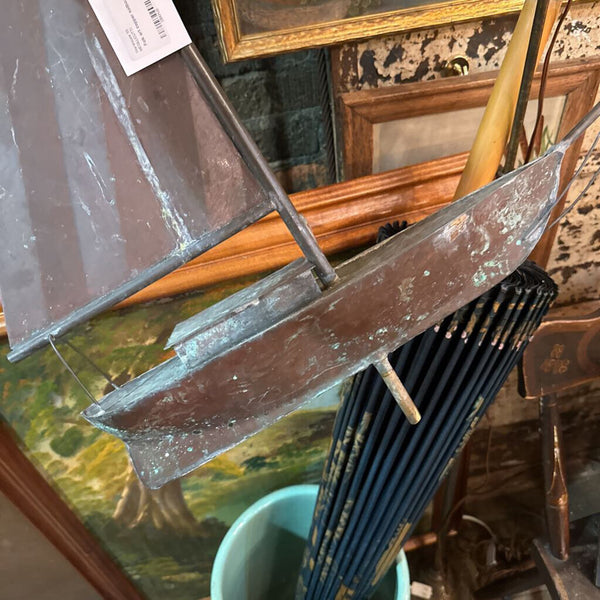 Folk art copper sailboat
