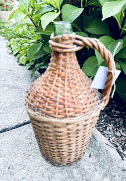 Antique French Wicker Wine Demijohn Jug