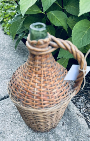 Antique French Wicker Wine Demijohn Jug