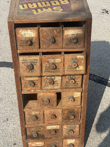 Antique Folk Art primitive handmade cheese box APOTHECARY storage cabinet as is IN STORE PICK UP ONLY