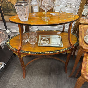 Sarried Vtg Edwardian oval etagere table