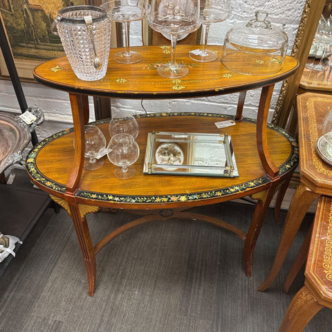 Sarried Vtg Edwardian oval etagere table