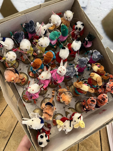 Vintage Box of Peking Velvet Birds -Chenille Pipe Cleaner Animals