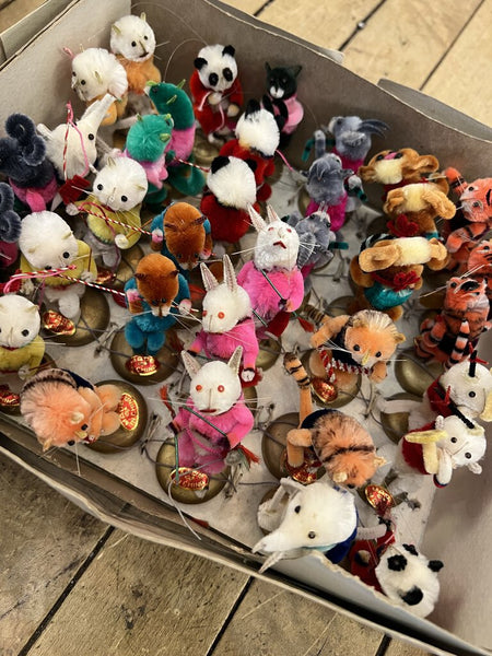 Vintage Box of Peking Velvet Birds -Chenille Pipe Cleaner Animals