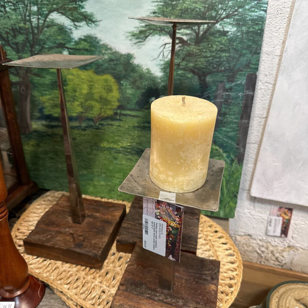 Pottery barn rustic reclaimed wood base tiered candle holders set of 3