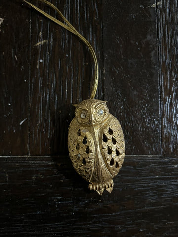 Vintage Gold Owl Pendant Perfume, Sachet or, Note Box