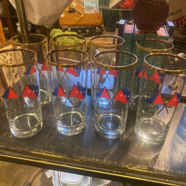 Nautical glasses gold rim set of 8