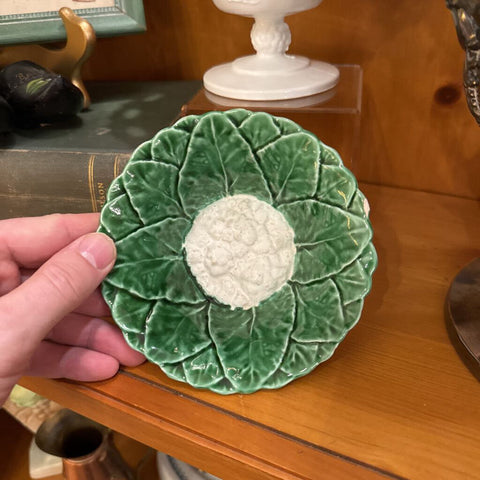 LATE 20TH CENTURY GREEN CAULIFLOWER SOUP BOWL FROM PORTUGAL 5 1/4" X